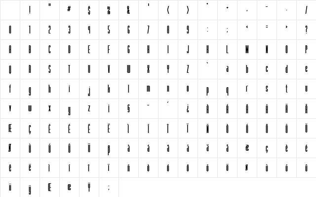 Fanatique Bold Character Map