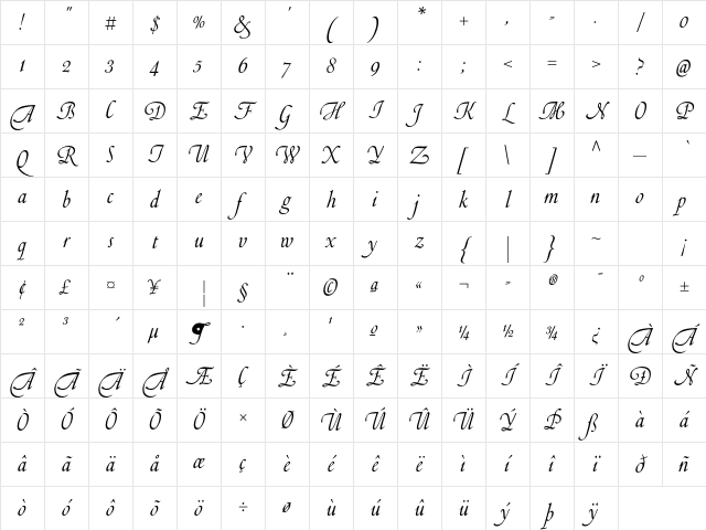 LTC Artscript Pro Regular Character Map LTC Artscript Pro Regular Character Map
