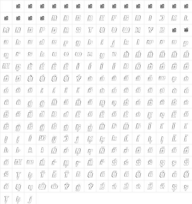 NAXMOS-OutlineItalic Regular Character Map