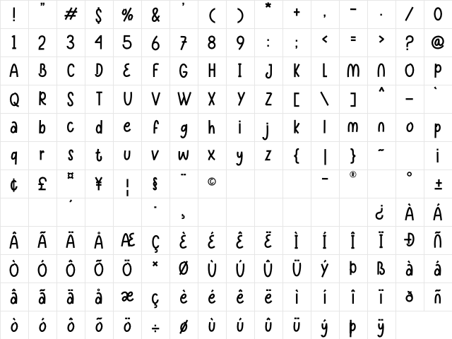 Yello Cat Regular Character Map Yello Cat Regular Character Map