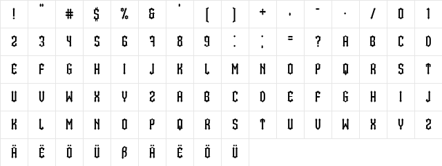 Bramble Princess Condensed Character Map