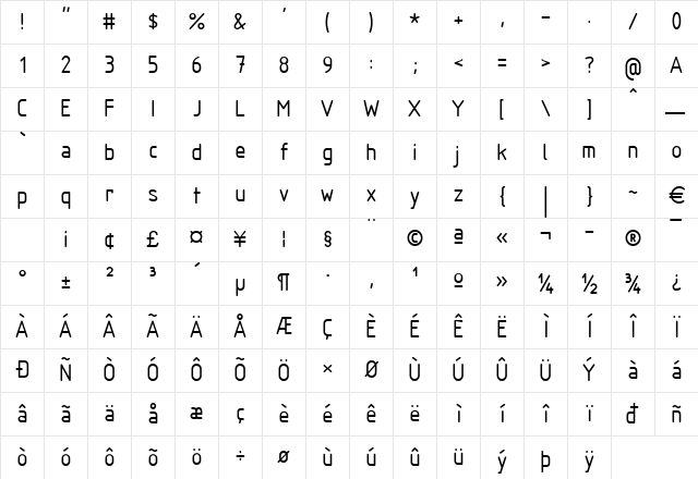 ISOCPEUR Regular Character Map