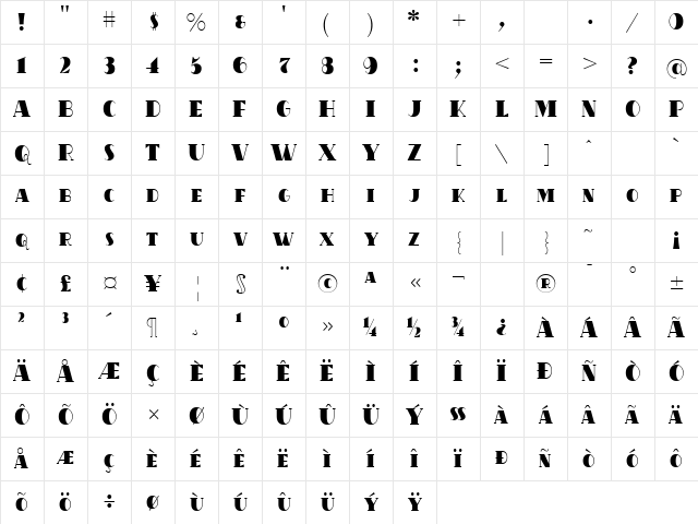 OakParkAve Regular Character Map