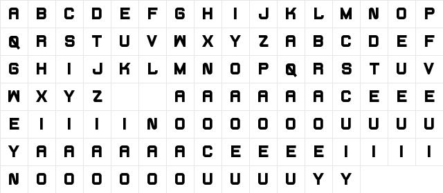 Fearcheer Demo Bold Character Map