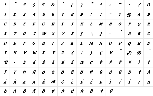 Leviathan Italic Regular Character Map Leviathan Italic Regular Character Map