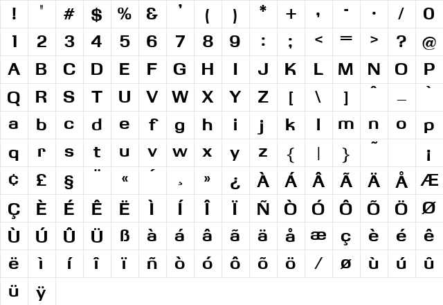 Obbsidda Regular Character Map