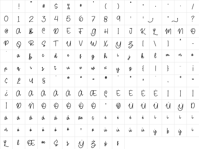 Buttercake Regular Character Map Buttercake Regular Character Map