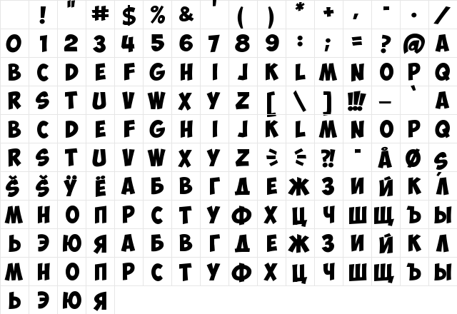 ObelixPro Regular Character Map