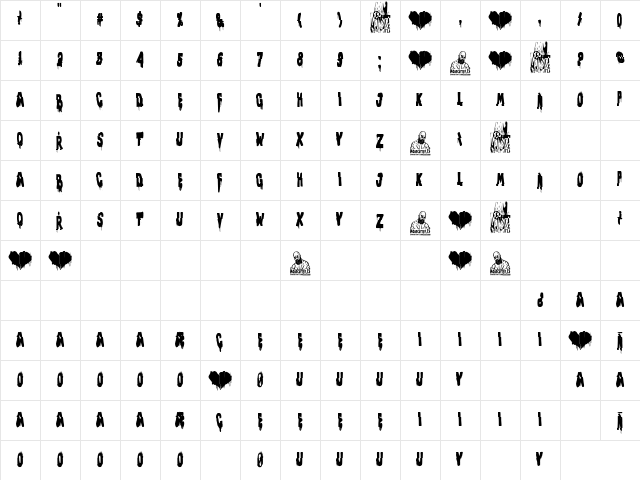 Broken Heart Regular Character Map Broken Heart Regular Character Map