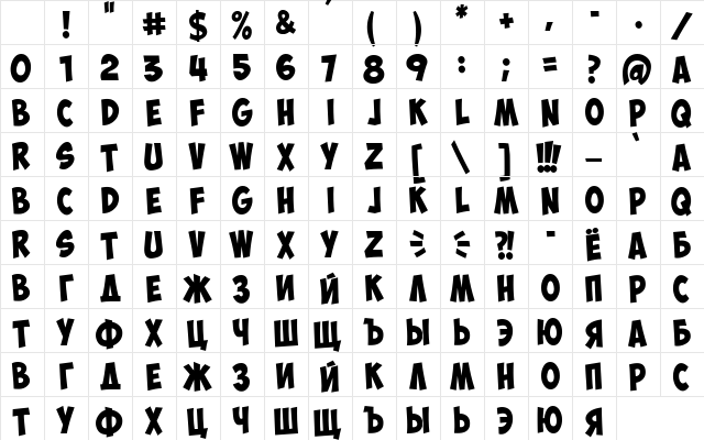 ObelixPro Italic Character Map