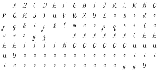 Pink Sun Demo Regular Character Map Pink Sun Demo Regular Character Map
