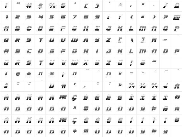 Super Submarine Gradient Italic Italic Character Map