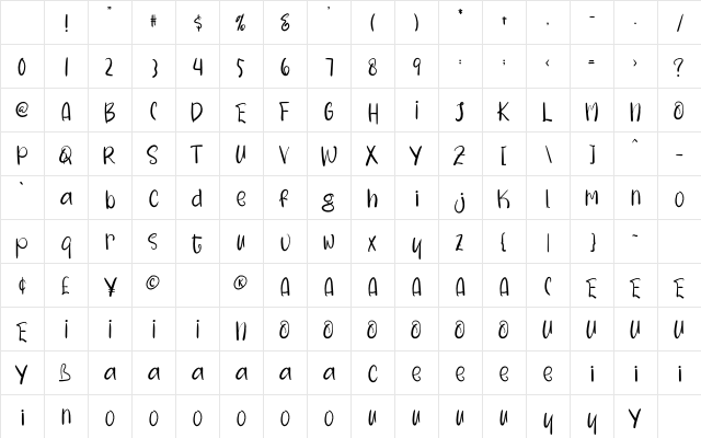 Welcome Christmas Regular Character Map