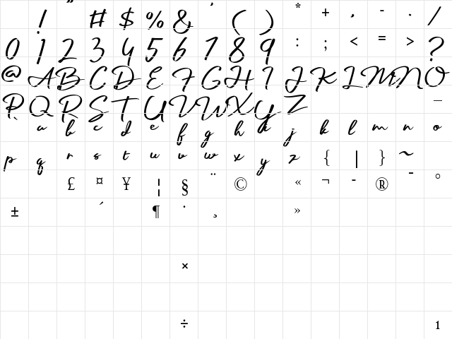 Palmark Regular Character Map Palmark Regular Character Map