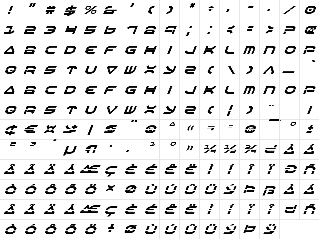 Oberon Laser Italic Laser Italic Character Map Oberon Laser Italic Laser Italic Character Map