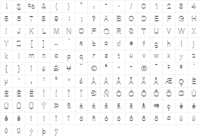 AG Old Face Light Character Map AG Old Face Light Character Map