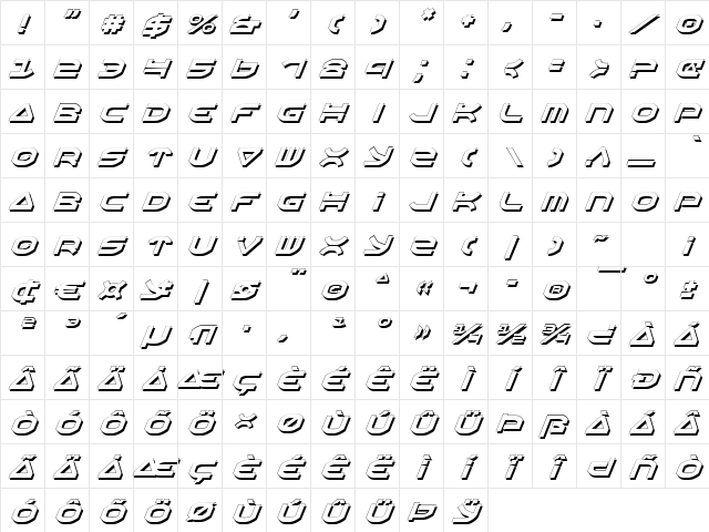 Oberon Shadow Italic Shadow Italic Character Map Oberon Shadow Italic Shadow Italic Character Map