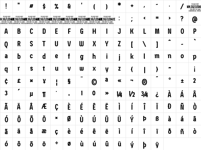 Ledare Bold PERSONAL USE ONLY Regular Character Map