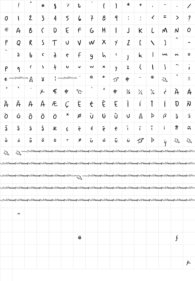 Onder Bold Character Map Onder Bold Character Map