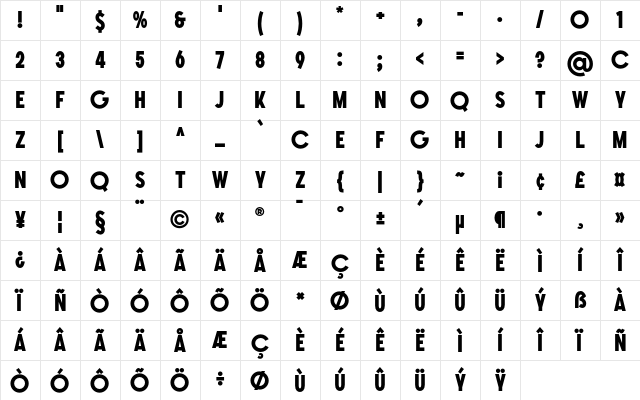SONGER Grotesque ExtraBold Character Map