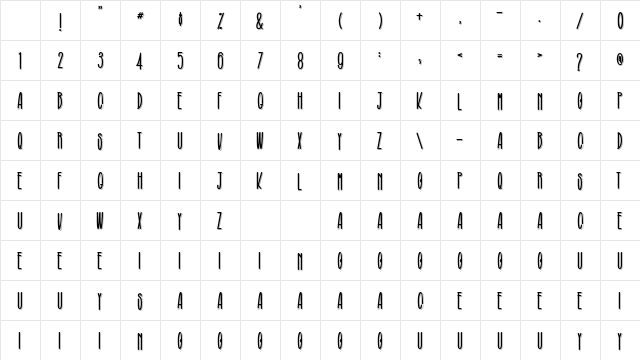 Broughesnaro Regular Character Map Broughesnaro Regular Character Map