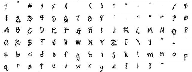 PC Cat Scratch Regular Character Map
