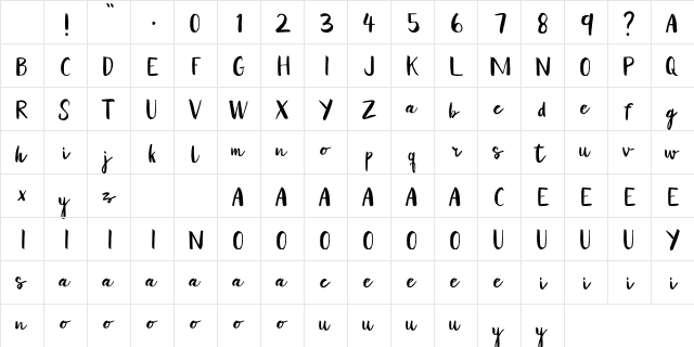 Yellow Honey DEMO Regular Character Map