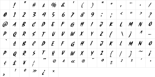 Blankone Regular Character Map Blankone Regular Character Map
