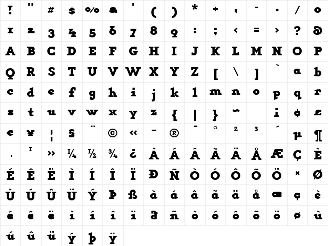 KeyBold Regular Character Map
