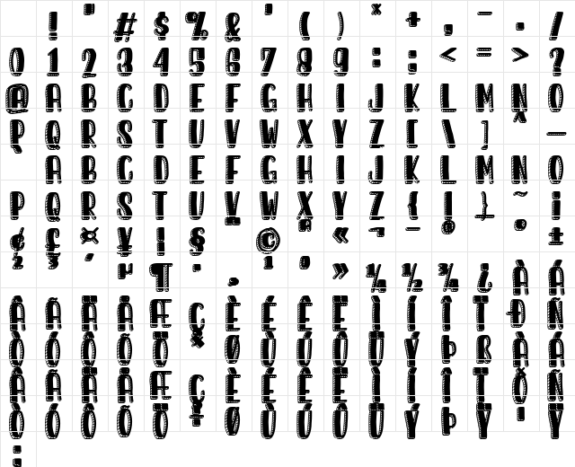 Sunday Morning Regular Character Map