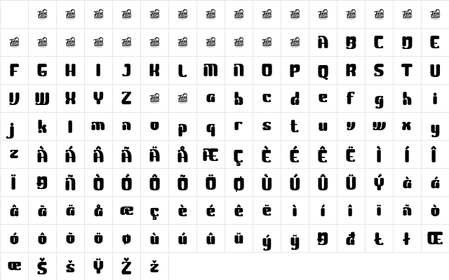 Blagak Regular Character Map
