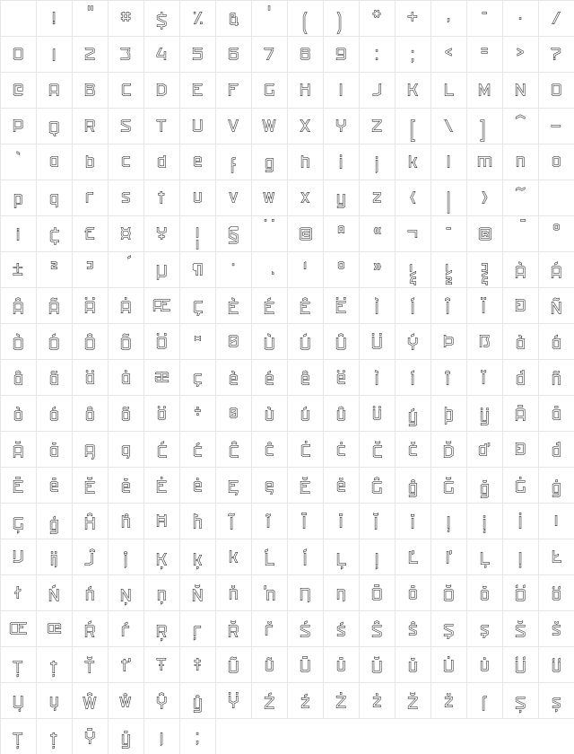 Militech Outlined Character Map Militech Outlined Character Map