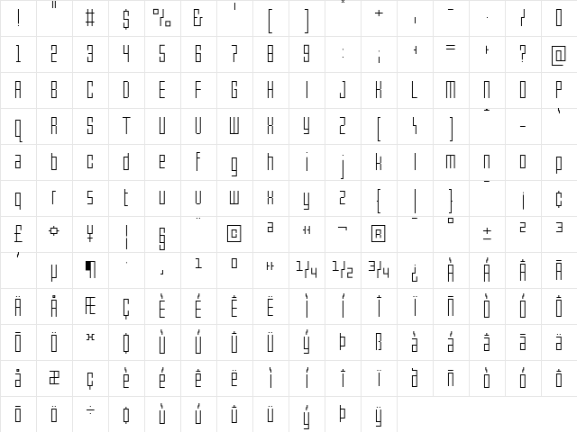 pxlxxl Light Regular Character Map pxlxxl Light Regular Character Map