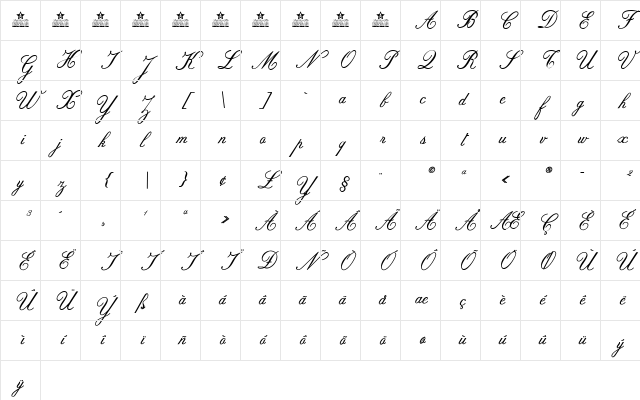 Alouette Personal Use Regular Character Map