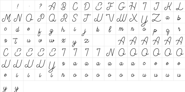 Beauty One Regular Character Map Beauty One Regular Character Map