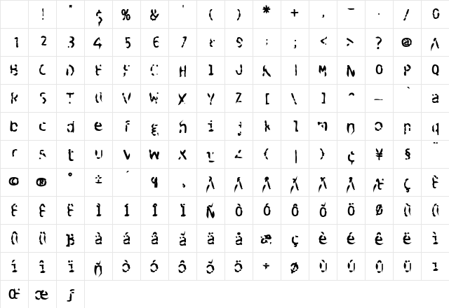 BlueSpent Black Character Map