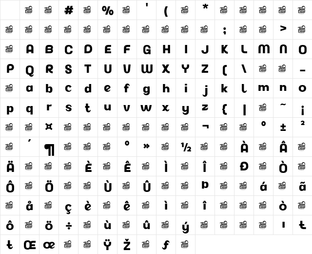 Akuina ExtBd Regular Character Map Akuina ExtBd Regular Character Map