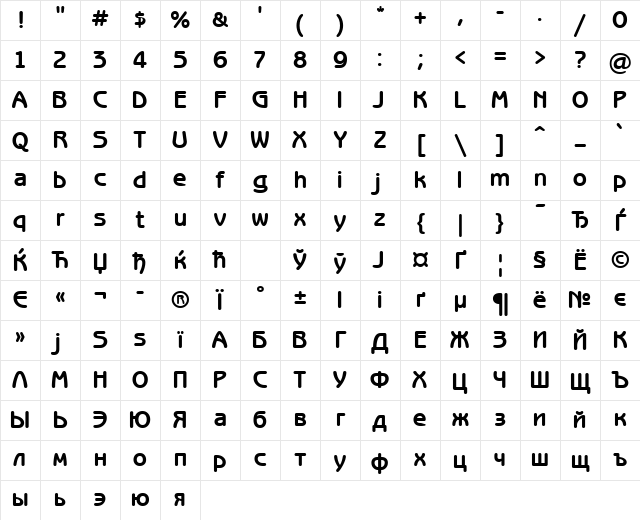 BenguiatGothicCTT Bold Character Map BenguiatGothicCTT Bold Character Map