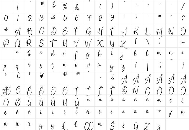 Painter in the Heart Regular Character Map Painter in the Heart Regular Character Map