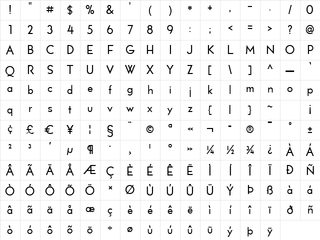 Lionel Text Steam Regular Character Map