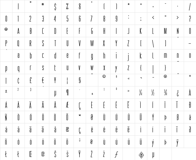Pacific Standard Light Character Map Pacific Standard Light Character Map