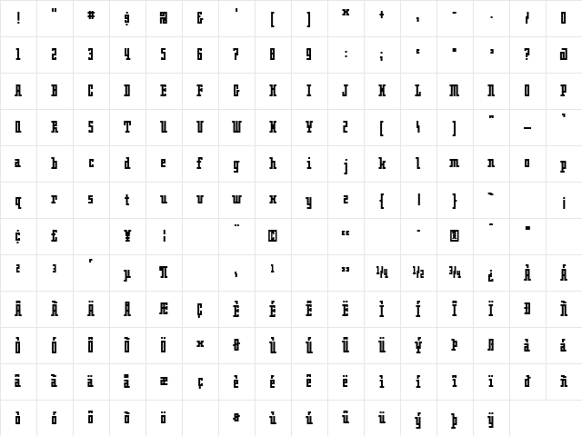 OblongBold Bold Character Map