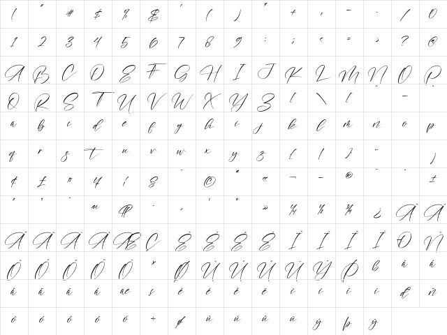 Amatera Hours Regular Character Map Amatera Hours Regular Character Map