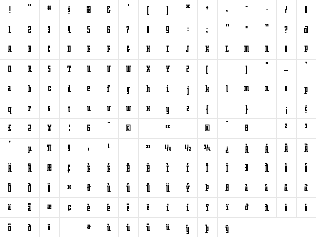 OblongBold Regular Character Map