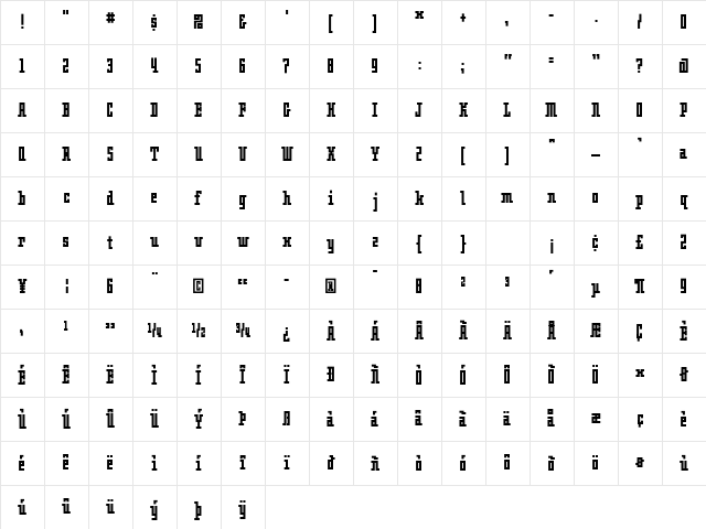 OblongBold Bold Character Map