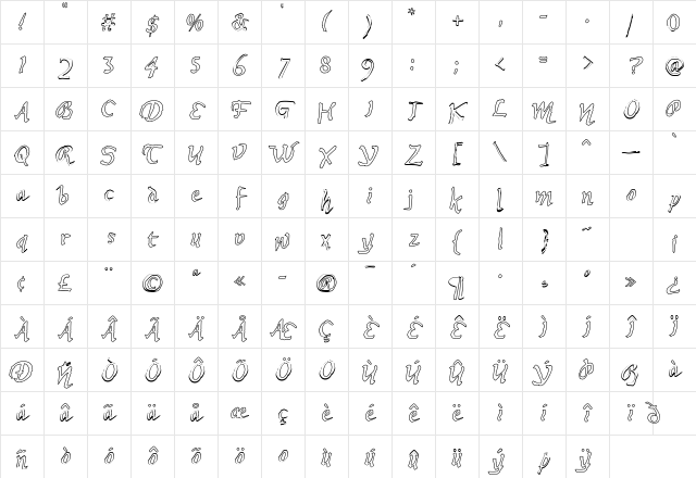 Ashtray Regular Character Map Ashtray Regular Character Map