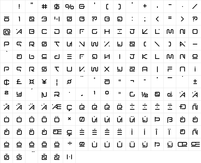 Foreign Alien Semi-Bold Semi-Bold Character Map