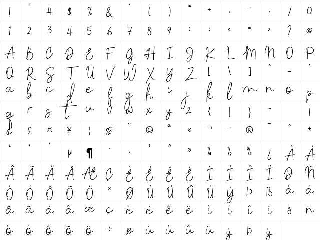 Lattiefa Regular Character Map Lattiefa Regular Character Map