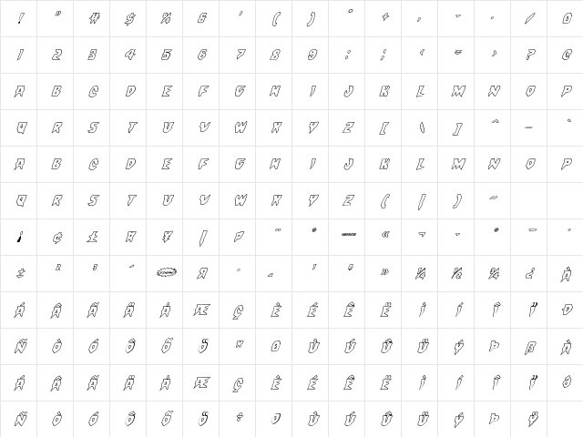 Count Suckula Outline Italic Outline Italic Character Map