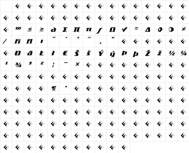 TradeMarker Bold Italic Character Map TradeMarker Bold Italic Character Map